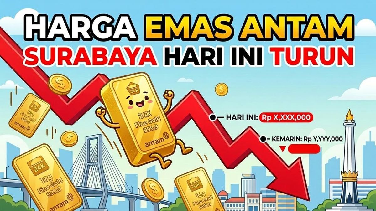 Harga Emas Antam Surabaya Hari Ini Turun Lagi