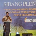 Menteri Koordinator Bidang Perekonomian Airlangga Hartarto dalam acara Sidang Pleno ISEI XXV & Seminar Nasional ISEI 2026, Kamis (27/08).