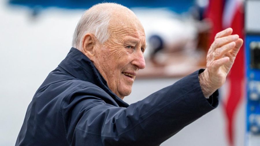 Norway's King Harald leaves Askvoll and concludes his three-day county visit to Vestland County, Norway, May 28, 2026. NTB/Cornelius Poppe via REUTERS   ATTENTION EDITORS - THIS IMAGE WAS PROVIDED BY A THIRD PARTY. NORWAY OUT. NO COMMERCIAL OR EDITOR