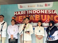 Seremoni Puncak Hari Indonesia Menabung dihadiri Ketua Dewan Komisioner OJK Friderica Widyasari Dewi, di SMRA 13 Bekasi, Kota Bekasi, Jumat, (28/8/2026). (CNBC Indonesia/Mentari Puspadini)