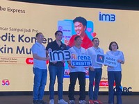 SVP Head of Hyper-Personalization Indosat Ooredoo Hutchison, Reno Rizki Yudha dalam acara Peluncuran IM3 Friends Creator Community. (CNBC Indonesia/Novina Putri Bestari)