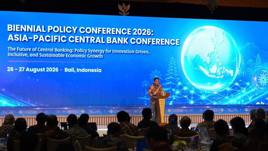 Deputi Gubernur Bank Indonesia, Thomas Djiwandono, saat menutup Biennial Policy Conference (BPC) di Bali, 2627 Agustus 2026.