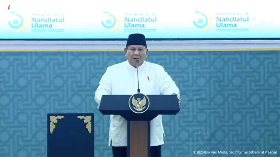Presiden Prabowo Subianto Tutup Muktamar ke-35 Nahdlatul Ulama, Jombang, Jawa Timur, Senin (31/8/2026). (Tangkapan Layar Youtube/Sekretariat Presiden)