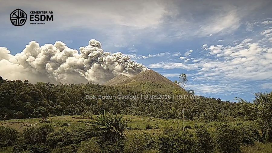 Telah terjadi erupsi G. Sinabung, Sumatera Utara, Senin, (31/8/2026) sekitar pukul 10:17 WIB. (Tangkapan Layar Instagram/badan.geologi)