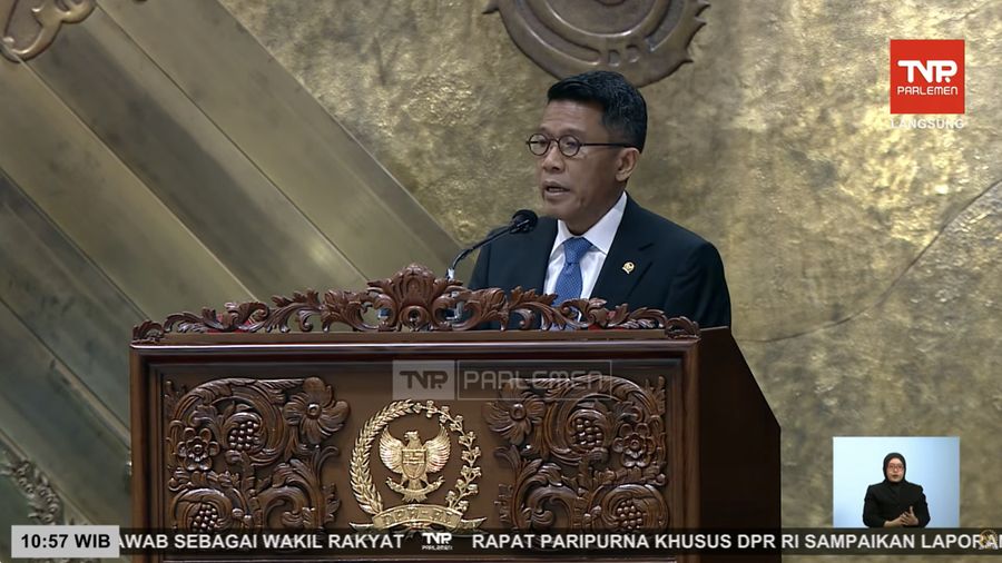 Ketua Komisi XI DPR RI, Mukhamad Misbakhun dalam Rapat Paripurna Khusus dalam Rangka HUT ke-81 DPR RI di Komplek Parlemen, Jakarta, Selasa (1/9/2026). (Tangkapan Layar Youtube/DPR RI)