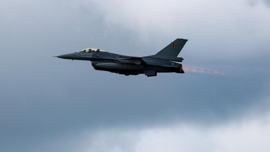 A Belgian Air Force F-16 fighter jet takes off during a NATO air policing deployment at Keflavik Airport in Keflavik, Iceland, August 11, 2026. REUTERS/Denis Balibouse