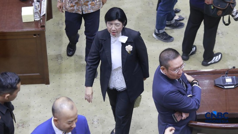 Rapat kerja Komisi XI DPR RI dengan Menteri Keuangan, Menteri PPN/Bappenas, Ketua Dewan Komisioner OJK, Pejabat Gubernur Terpilih Bank Indonesia dalam agenda asumsi dasar dalam RUU APBN TA 2027 di Komisi XI DPR RI, Senayan, Jakarta, Selasa (1/9/2026). (CNBC Indonesia/Muhammad Sabki)
