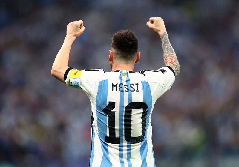 FILE PHOTO: Soccer Football - FIFA World Cup 2026 - Round of 16 - Argentina v Egypt - Atlanta Stadium, Atlanta, Georgia, U.S. - July 7, 2026 Argentina's Lionel Messi is thrown in the air in celebration by teammates after the match as Argentina qualify for the quarter finals of the World Cup IMAGN IMAGES via Reuters/Brett Davis/File Photo
