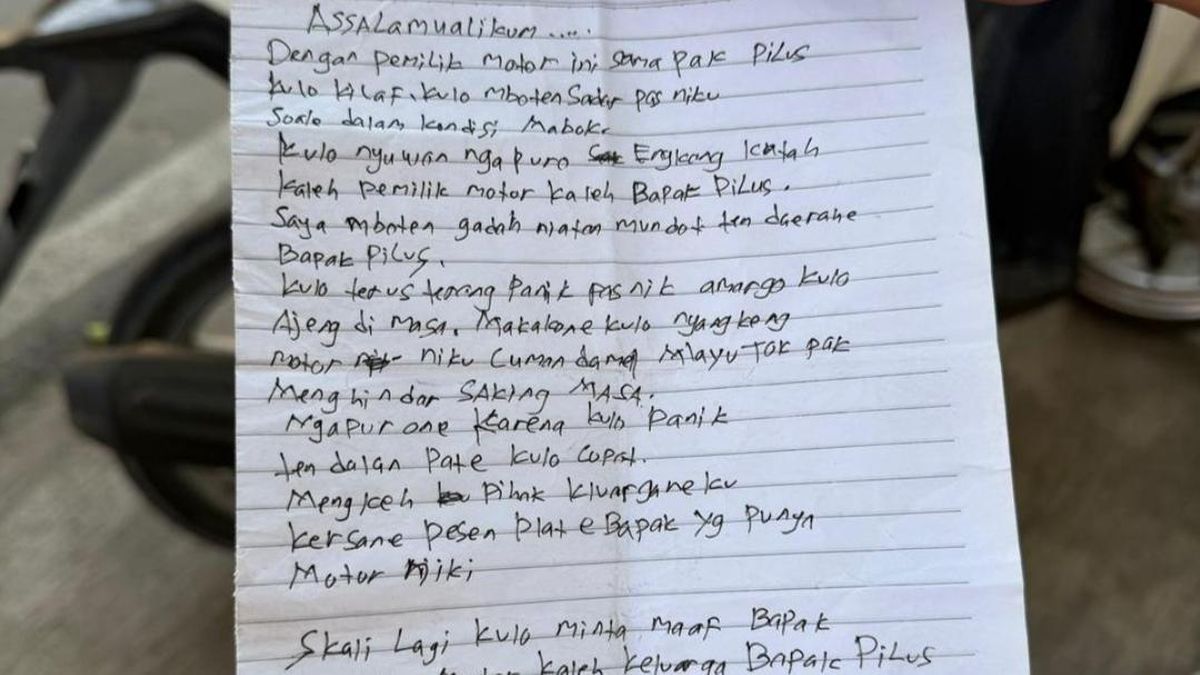 Viral Maling Kembalikan Motor Curian dengan Surat Maaf di Tugu Semarang