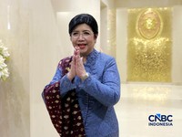 Destry Damayanti usai pengambilan sumpah jabatan sebagai Gubernur Bank Indonesia periode 2026-2031 di Mahkamah Agung RI, Jakarta, Rabu (2/9/2026). (CNBC Indonesia/Muhammad Sabki)