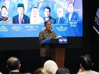 Wakil Presiden Republik Indonesia ke-11, Boediono menjadi pembicara dalam Sarasehan 25 Tahun Partai Demokrat di kantor DPP Partai Demokrat, Jakarta, Selasa (1/9/2026). (Dok. DPP Partai Demokrat)
