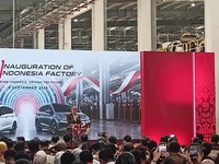 Menteri Perindustrian Agus Gumiwang Kartasasmita dalam peresmian fasilitas produksi BYD Indonesia, Kamis (3/9/2026). (CNBC Indonesia/Ferry Sandi)