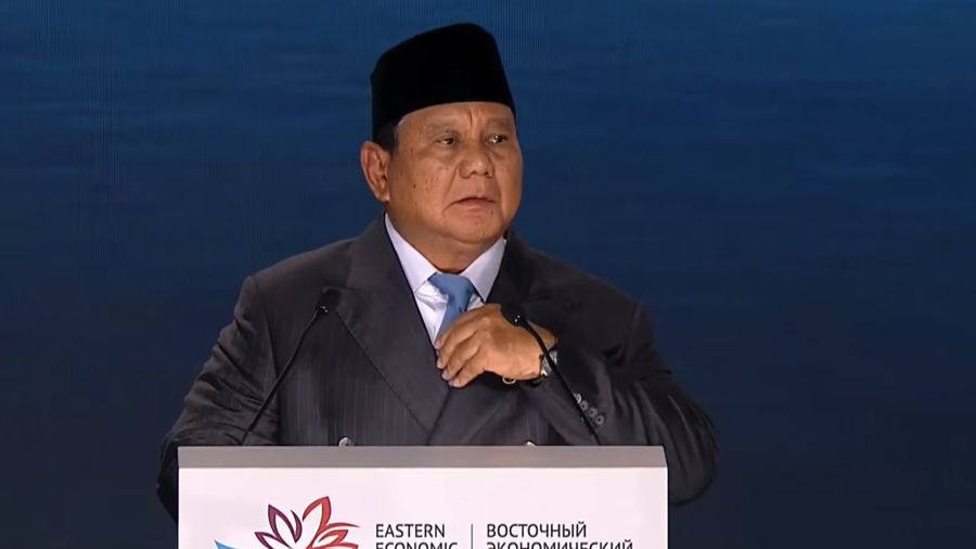 Pidato Presiden Prabowow Subianto saat hadir sebagai tamu Kehormatan Utama pada EEF ke-11, Vladivostok, RUsia, Kamis (3/9/2026). (YouTube/Sekretariat Presiden)