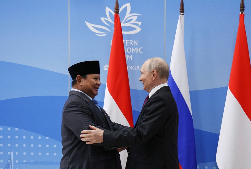 Presiden Rusia Putin dan Presiden Indonesia Subianto bertemu di Vladivostok. Rusia, Kamis (3/9/2026). (Pool via REUTERS)