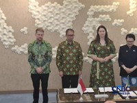 Deputi Bidang Koordinasi Kerja Sama Ekonomi dan Investasi Edi Prio Pambudi dalam konferensi pers di Jakarta, Jumat (4/9/2026). (CNBC Indonesia/Chandra Dwi Pranata)
