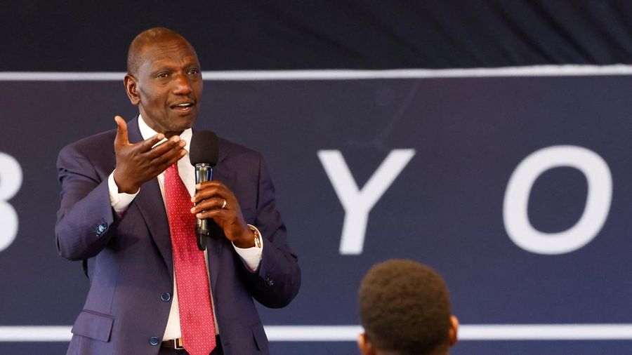 Kenya's President William Ruto gestures as he speaks during the launch of the 'National Conversation Beyond 2030' at the KICC, Nairobi, Kenya, August 12, 2026. REUTERS/Monicah Mwangi