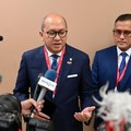 Menteri Investasi dan Hilirisasi sekaligus CEO Danantara, Rosan P. Roeslani, menyampaikan pernyataan pers terkait dengan hasil kunjungan Presiden Prabowo Subianto ke Rusia, Jumat (4/8/2026).