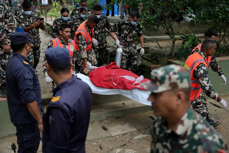 Operasi penyelamatan sedang berlangsung di Nepal menyusul banjir bandang dan tanah longsor di Nuwakot, Nepal, Jumat (4/9/2026). (REUTERS/Athit Perawongmetha)