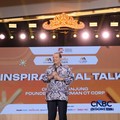 Founder & Chairman CT Corp, Chairul Tanjung saat menyampaikan pemaparan dalam Lampung Financial Festival di Hotel Novotel, Bandar Lampung, Sabtu (5/9/2026). (CNBC Indonesia/Tri Susilo)