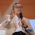 Menteri Koordinator Bidang Pangan RI, Zulkifli Hasan (Zulhas) saat menyampaikan pemaparan dalam Lampung Financial Festival di Hotel Novotel, Bandar Lampung, Sabtu (5/9/2026). (CNBC Indonesia/Tri Susilo)