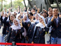 Ratusan pelajar dan mahasiswa memadati lokasi untuk menghadiri hari pertama Lampung Financial Festival 2026, di Hotel Novotel, Bandar Lampung, Sabtu (5/9/2026). (CNBC Indonesia/Tri Susilo)