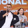 Utusan Khusus Presiden Bidang Pembinaan Generasi Muda dan Pekerja Seni, Raffi Ahmad dan Direktur Utama dan Co Founder RANS Entertainment, Nagita Slavina saat menghadiri Lampung Financial Festival di Hotel Novotel, Bandar Lampung, Sabtu (5/9/2026). (C