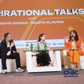 Utusan Khusus Presiden Bidang Pembinaan Generasi Muda dan Pekerja Seni, Raffi Ahmad dan Direktur Utama dan Co Founder RANS Entertainment, Nagita Slavina saat menyampaikan pemaparan dalam Lampung Financial Festival di Hotel Novotel, Bandar Lampung, Sa