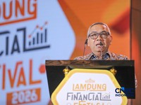 Wakil Ketua Dewan Komisioner LPS, Farid Azhar Nasution saat menyampaikan pemaparan dalam Lampung Financial Festival di Hotel Novotel, Bandar Lampung, Sabtu (5/9/2026). (CNBC Indonesia/Tri Susilo)