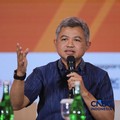 Anggota Dewan Komisioner LPS Bidang Program Penjaminan dan Resolusi Bank, Doddy Zulverdi saat menyampaikan pemaparan dalam Lampung Financial Festival di Hotel Novotel, Bandar Lampung, Minggu (65/9/2026). (CNBC Indonesia/Tri Susilo)