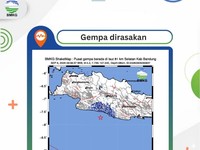 Gempa bumi mengguncang wilayah Kabupaten Bandung dengan Magnitudo 4,2 Minggu (6/9/2026). (Dok. BMKG)