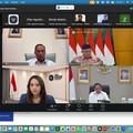 Konferensi Pers Menjaga Keberlangsungan Layanan Pemerintahan dan Pendidikan di Wilayah Terdampak Pasca Erupsi Gunung Anak Krakatau melalui via Zoom. (Dok. Bakom RI)