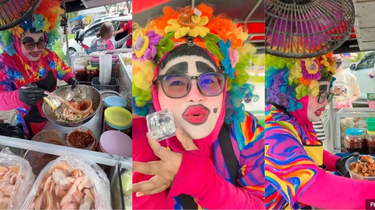 Penjual Rujak Buah Pakai Kostum Badut Nyentrik, Ramai Diantre Pembeli!