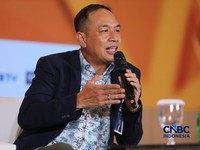 Regional CEO Bank Negara Indonesia (BNI), Bagus Ardani Sutoyo saat menyampaikan pemaparan dalam Lampung Financial Festival di Hotel Novotel, Bandar Lampung, Minggu (6/9/2026). (CNBC Indonesia/Tri Susilo)