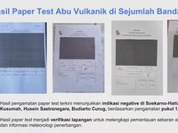 Hasil Paper Test Abu Vulkanik di Sejumlah Bandar Udara. (Dok. BMKG)