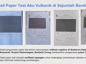 Hasil Paper Test Abu Vulkanik di Sejumlah Bandar Udara. (Dok. BMKG)
