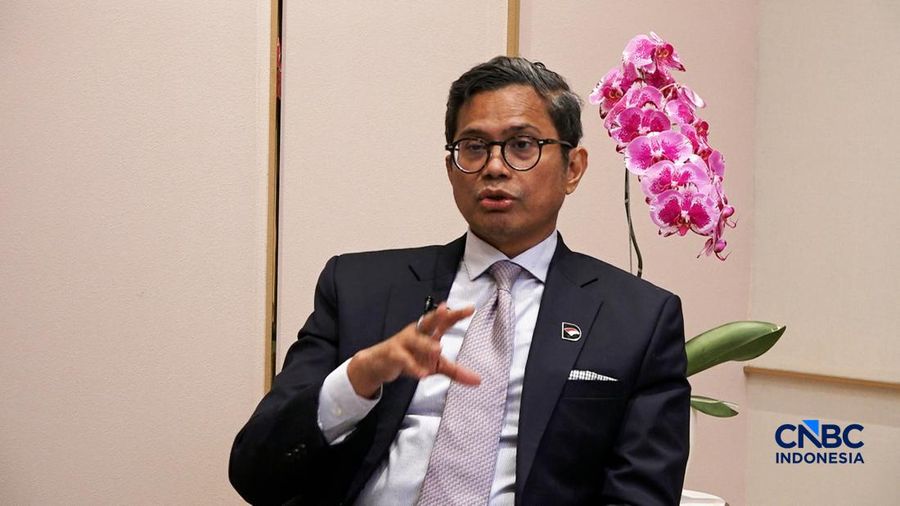 Managing Director, Global Relations & Communications BPI Danantara, Pahala Nugraha Mansury dalam program CNBC Indonesia Squawk Box di Jakarta, Senin (7/9/2026). (CNBC Indonesia TV)