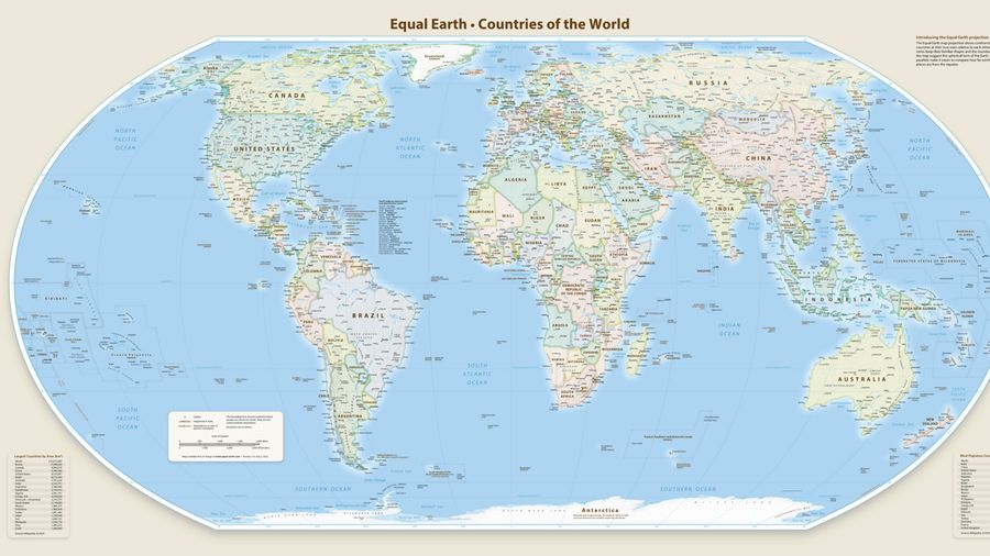 Proyeksi Equal Earth, peta dunia baru yang disepakati oleh Majelis Umum PBB. (Dok. equal-earth)