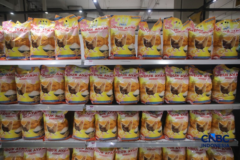 Stok beras khusus dengan kandungan vitamin B6 dan Zinc merek induk ayam pada salah satu toko ritel di Jakarta, Senin (7/9/2026). (CNBC Indonesia/Faisal Rahman)