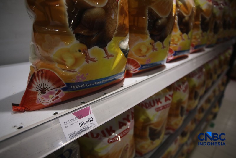 Stok beras khusus dengan kandungan vitamin B6 dan Zinc merek induk ayam pada salah satu toko ritel di Jakarta, Senin (7/9/2026). (CNBC Indonesia/Faisal Rahman)