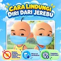 Poster kartun Upin dan Ipin mengajak untuk warga Malaysia untuk memakai masker untuk menghindari diri dari asap dan debu. (Instagram/lescopaque)