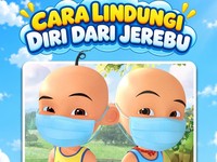 Poster kartun Upin dan Ipin mengajak untuk warga Malaysia untuk memakai masker untuk menghindari diri dari asap dan debu. (Instagram/lescopaque)
