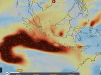 sebaran SO2 (sulfur dioksida) letusan gunung anak krakatau. (Tangkapan layar X/Osamujaii)