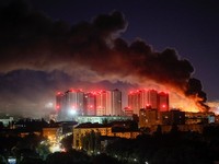 Smoke rises in the city during a Russian missile strike, amid Russia's attack on Ukraine, in Kyiv, Ukraine September 8, 2026. REUTERS/Gleb Garanich