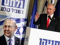 PM Israel Benjamin Netanyahu memberi pernyataan di Yerusalem, Selasa (8/9/ 2026). (REUTERS/Ammar Awad)