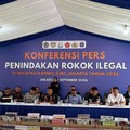 Konferensi pers penindakan rokok ilegal di Jakarta, Rabu (9/9/2026). (Dok. Bea Cukai Jakarta)