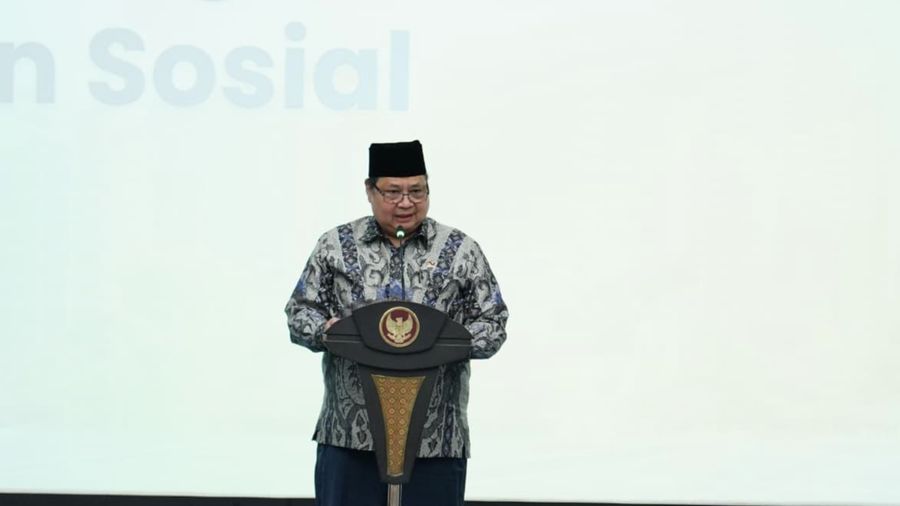 Menteri Koordinator Bidang Perekonomian Airlangga Hartarto dalam Simposium Sumbangan Ekonomi Pancasila, Ekonomi Islam, dan Ekonomi Konvensional: Menuju Pembangunan Indonesia yang Berkeadilan Sosial, di Jakarta, Selasa (8/09). (Dok Kemenko Perekonomia
