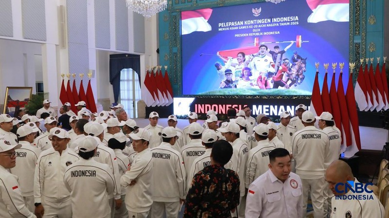 Pelepasan kontingen Indonesia menuju Asian Games ke-20 Aichi Nagoya di Istana Kepresidenan, Jakarta, Rabu (9/9/2026).
