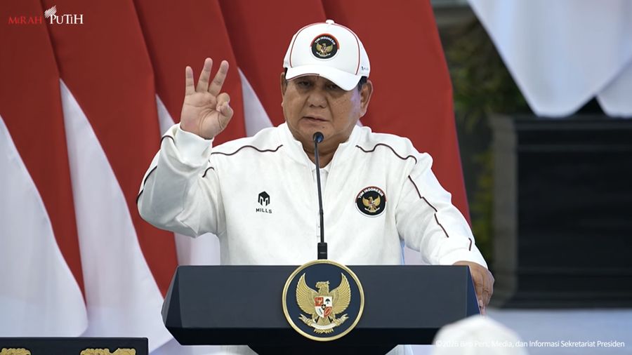 Presiden Prabowo Subianto melepas kontingen Indonesia yang akan bertanding di ajang Asian Games 2026 Aichi-Nagoya. Seremoni pelepasan digelar di Istana Negara, Kompleks Istana Kepresidenan, Jakarta Pusat, Rabu (9/9/2026). (Tangkapan Layar Youtube/Sek