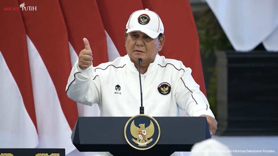 Presiden Prabowo Subianto melepas kontingen Indonesia yang akan bertanding di ajang Asian Games 2026 Aichi-Nagoya. Seremoni pelepasan digelar di Istana Negara, Kompleks Istana Kepresidenan, Jakarta Pusat, Rabu (9/9/2026). (Tangkapan Layar Youtube/Sek
