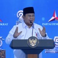 Presiden Prabowo Subianto saat menyampaikan sambutan dalam Perayaan HUT ke-25 Partai Demokrat di Indonesia Arena, Jakarta, Rabu (9/9/2026). (Tangkapan Layar Youtube/Partai Demokrat)